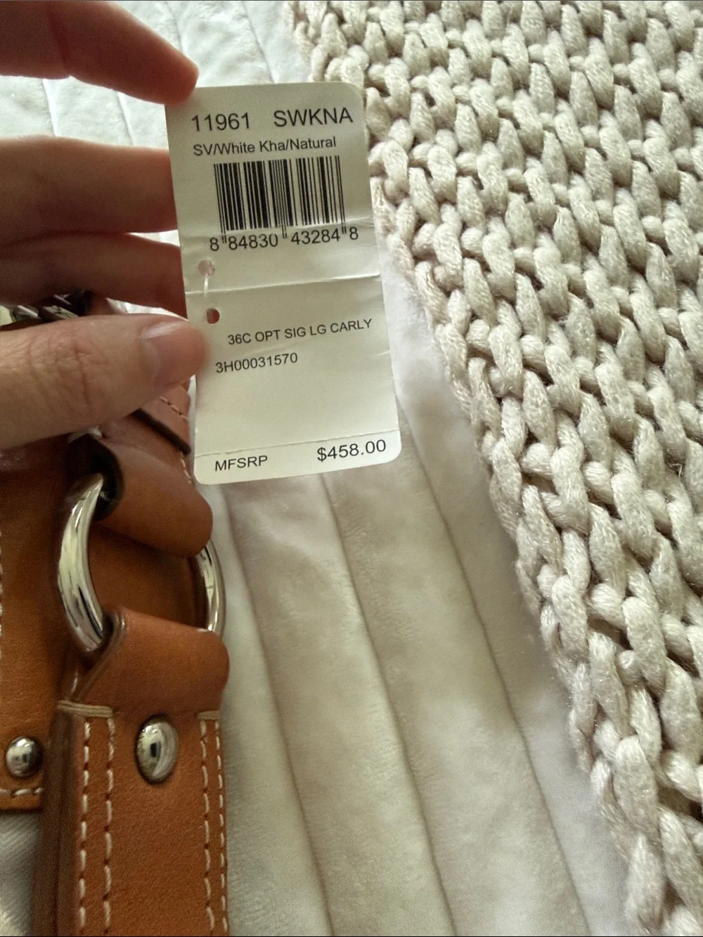 Coach Cream and Tan Signature Canvas Shoulder Bag